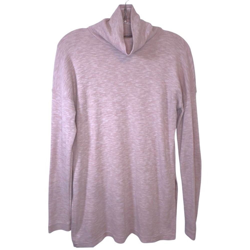 J Crew Vintage Fleece Sweater Womens Pink Cowl Neck Cozy Soft Heathered S